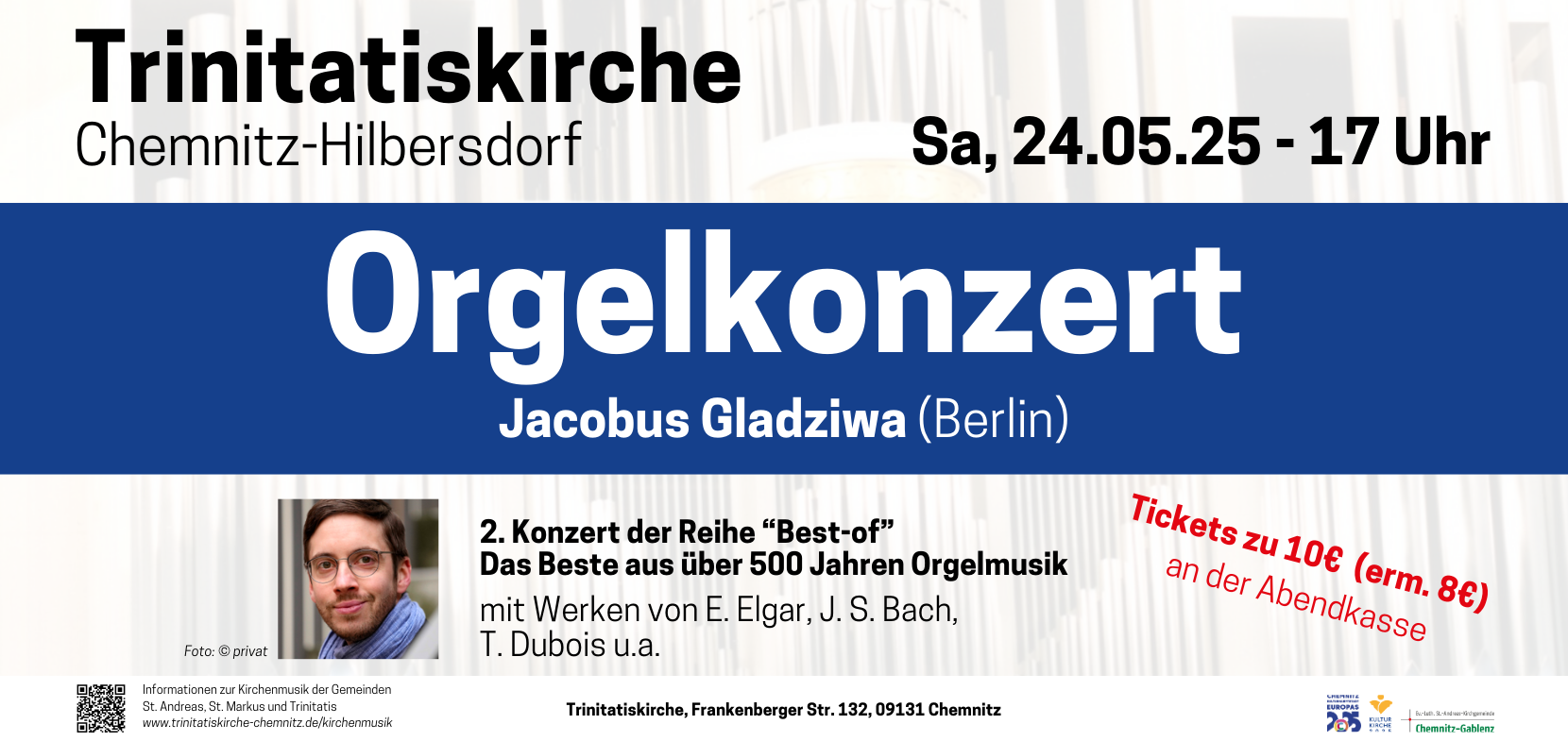 Orgelkonzert mit Jacobus Gladzwia am 24.05.2025